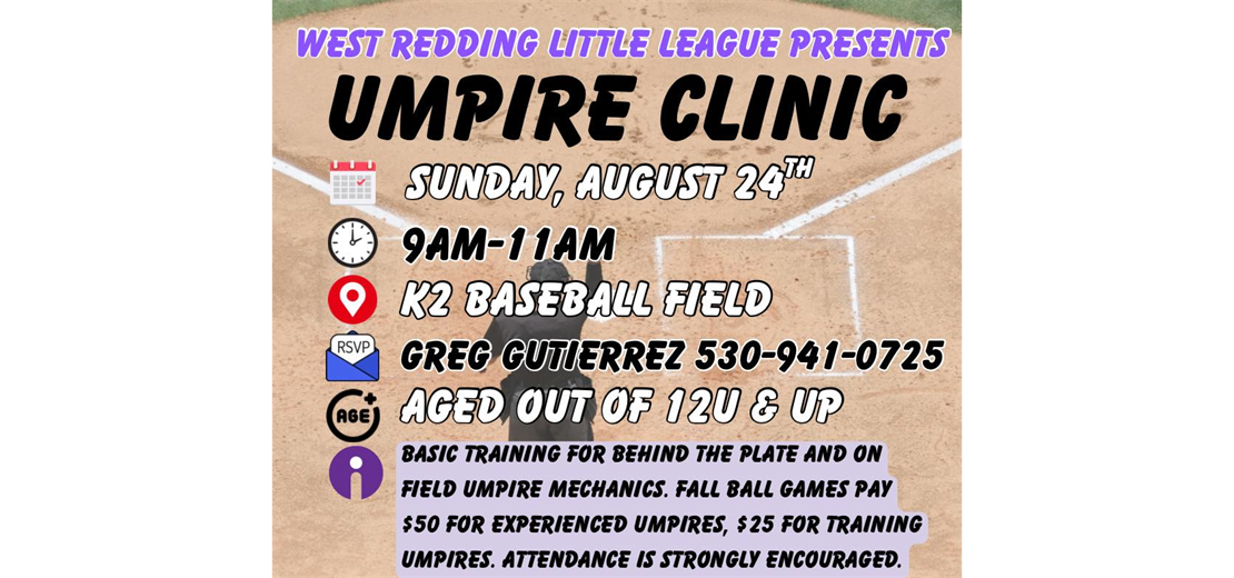 Umpire Clinic Sunday August 24th