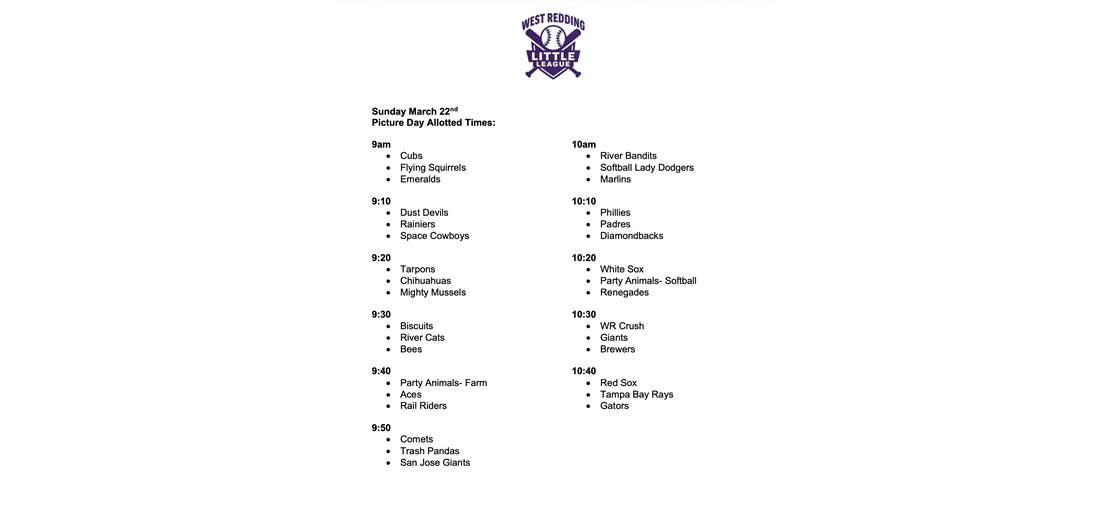 Picture Day Time Slots